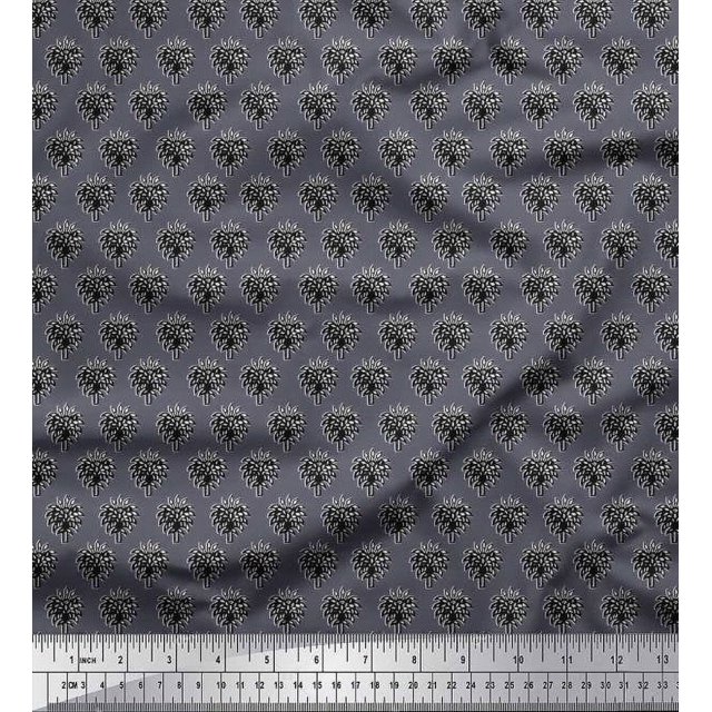 Soimoi Velvet Fabric Floral & Flying Swan Block Decor Fabric Printed Yard 58 Inch Wide