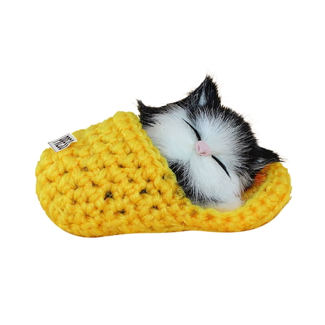 Dvkptbk Realistic Sleeping Plush Cat Furry Cat With Sound Creative Animals Decor Gifts