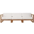 thumbnail image 3 of Modway Upland 3-Piece Solid Teak Wood Patio Sectional Sofa in Natural and White, 3 of 14