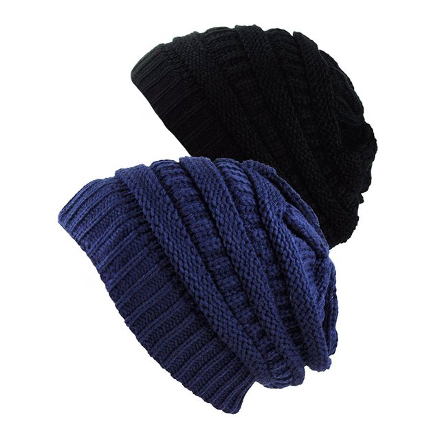 Tuque Tricotée pour Femmes (Lot de 2), Noir/marine