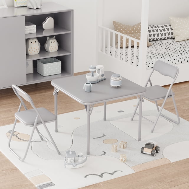 Kojooin 3-Piece Folding Card Table & Chairs Set, Portable Dining/Game Table with PU Cushions, Space-Saving