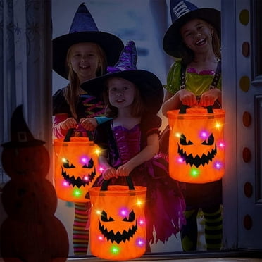 Home Decoration Iumwxz LED Halloween Candy Bags up Halloween Party Bags Halloween Bags up Candy Bags Multipurpose Reusable Bucket for Kids Halloween Supplies Favors Decor Deals