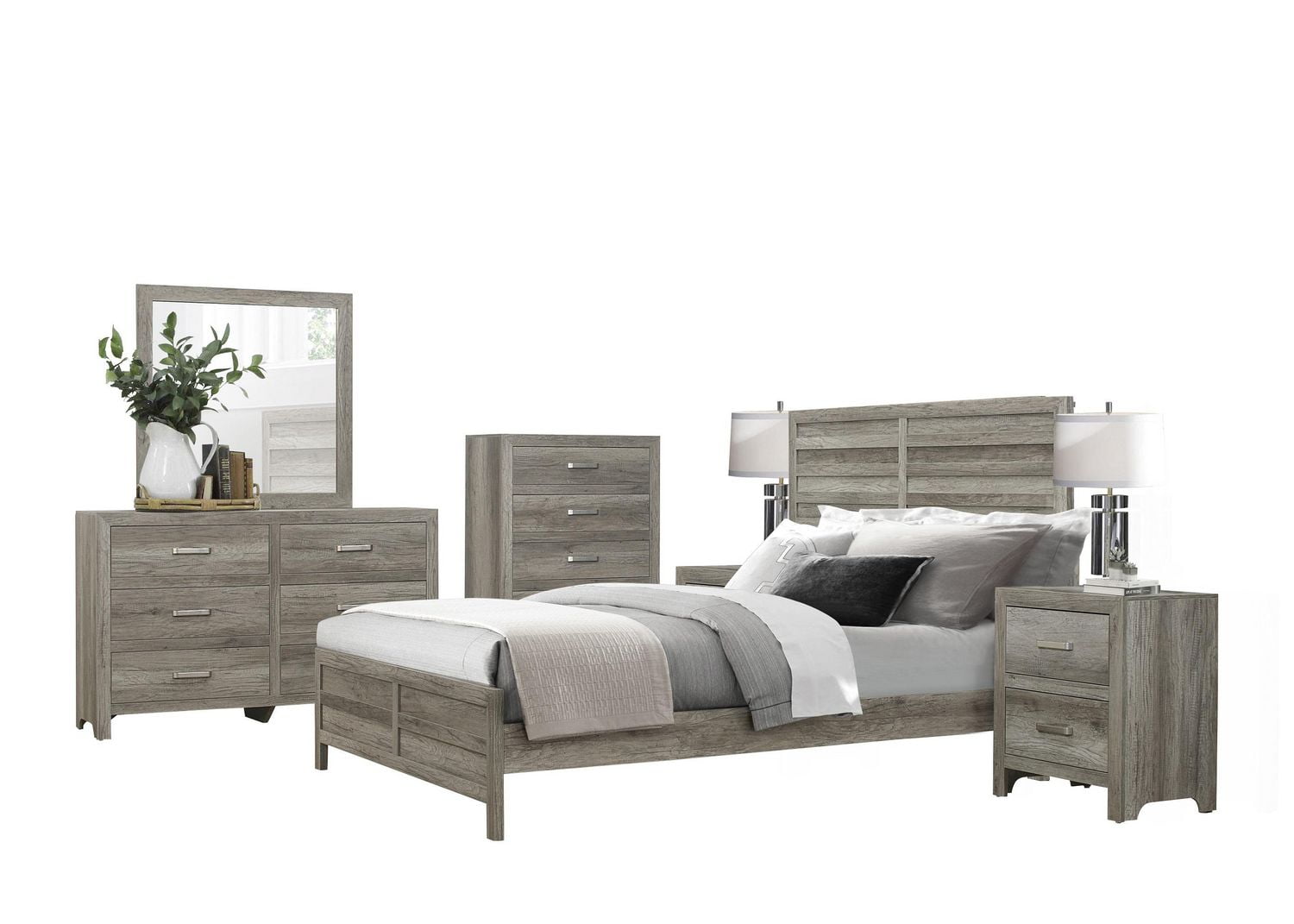 Topline Home Furnishings Weathered Grey 6pc King Bedroom Set