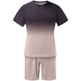 thumbnail image 4 of cllios Mens 2 Piece Short Sets Outfits Classic Gradient Printed Track Suits Summer Casual T Shirts Short Sleeve Drawstring Elastic Waist Beach Shorts with Pockets, 4 of 5