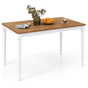 Gymax Table à manger extensible Table de cuisine pliable pour 4-8 personnes avec pieds en bois de caoutchouc