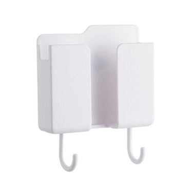 Slim Wall Mounted Phone Holder, Compact Storage Rack for Remote Controls, 10x11.5x2.5cm, White/Gray
