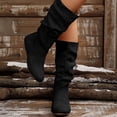 thumbnail image 1 of Styesk Bottes pour Femmes Bottes pour Femmes Mode Décontractée Polyvalente Fermeture Éclair Suède Style d'Automne Tendance de la Mode Bottes Empilées Plates Mi-Mollet Bottes de Travail pour Femmes, 1 of 6