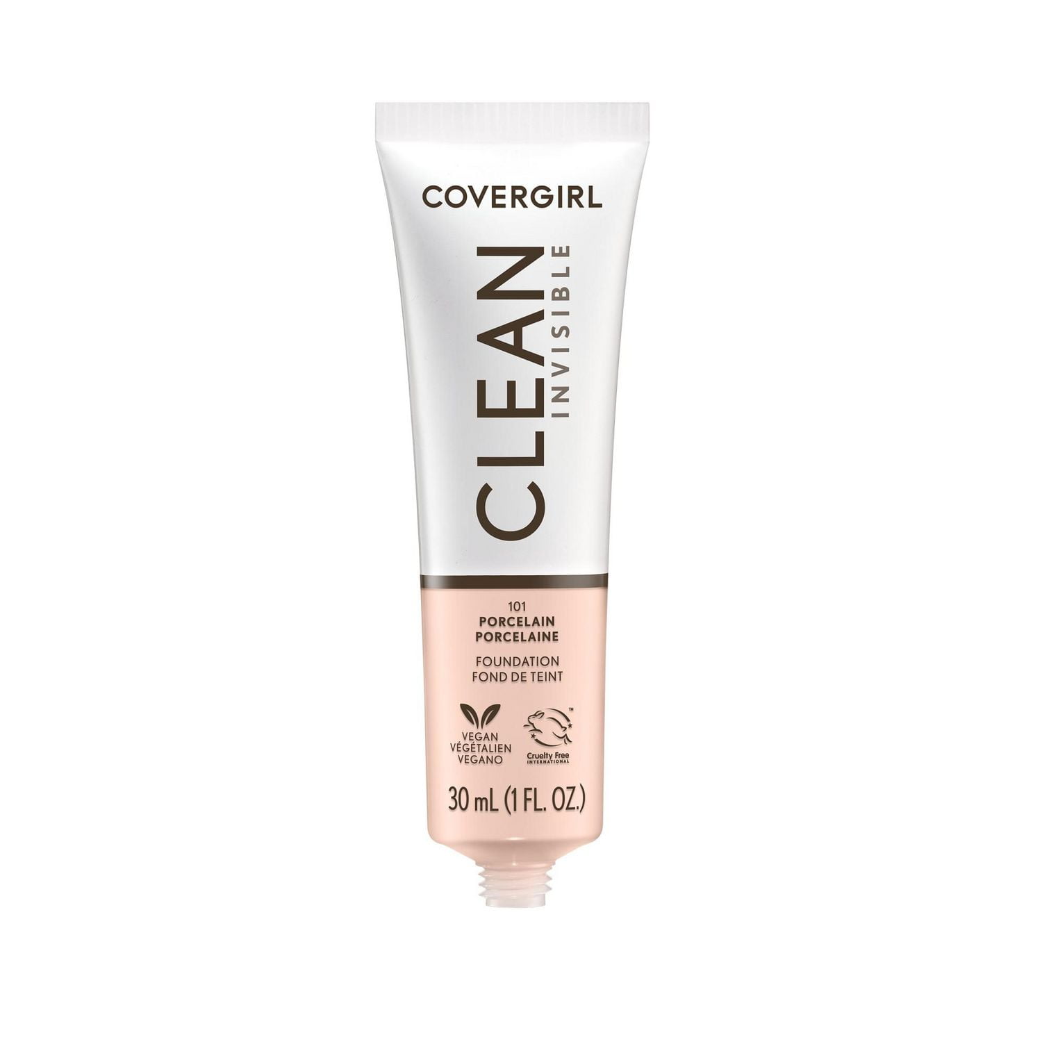 Clean Invisible, Fond de teint, Formule estompable, Couvrance modulable, Léger, Fini naturel, Non comédogène