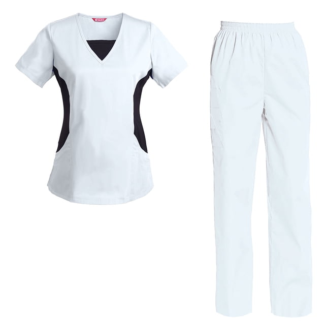 Women's Scrubs Set Scrub Top and Pants Scrubs Set