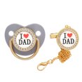 thumbnail image 2 of XZNGL Baby Pacifier I Love Dad Initial Clip Silicone Infant Nipple Bling Newborn Pacifier, 2 of 9