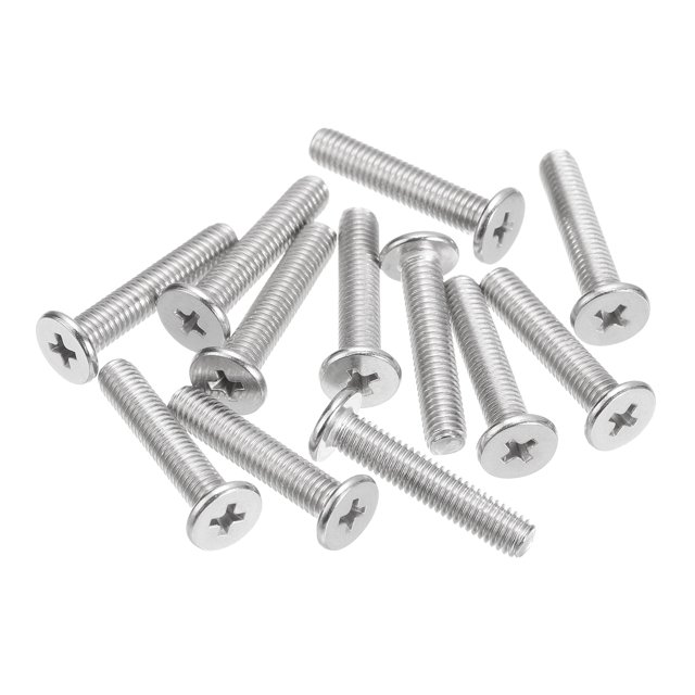Unique Bargains M5x0.8x25mm 50Pack Metal Flat Round Head Screws Phillips Drive Machine Bolt