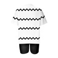 thumbnail image 4 of Mikilon Ensemble Élégant pour Femmes 2 Pcs Mode Décontractée Rayé Imprimé Col Rond Épaule Tombante Shorts Ensemble Deux Pièces Blanc-B L, 4 of 4