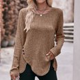 thumbnail image 2 of Timegard Tops for Women Ribbed Long Sleeve Scoop Neck Button Pullover Fall Casual Loose Tops Sweater, 2 of 5