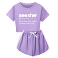 thumbnail image 1 of Hiiyo Big Girls Clothing Set Tracksuit Letter Print Short Sleeve Tee Shirt Shorts Set, 1 of 3