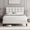 thumbnail image 1 of Fullfurnique Upholstered Platform Bed Frame with Square Tufted Headboard, Full, Beige, 1 of 9