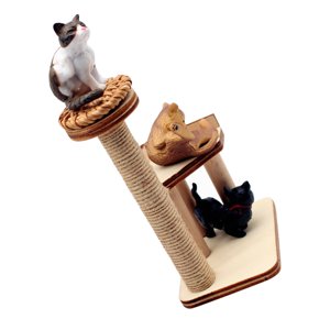 TEHAUX Mini Maison Bois Chat Arbre Poupée Maison Arbre Cat Modèle Couleur variée 1 ensemble