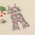 thumbnail image 3 of Toddler Baby Girls 2 Piece Summer Outfits Floral Print Halter Ruffle Crop Top and Flared Pants Set Pink 4-5 Years, 3 of 8