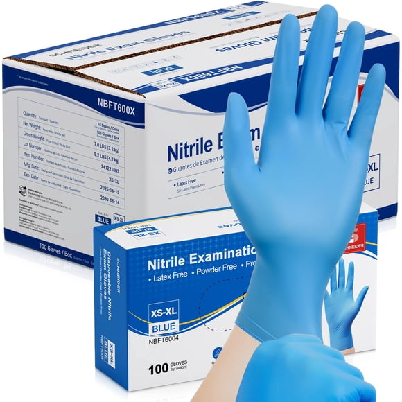 Schneider Nitrile Exam Gloves - M, 1000-ct Case,Latex Free, Powder Free, Medical Gloves for Cooking, Cleaning, Examination