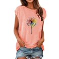 thumbnail image 1 of WEIYLL Womens Tshirt Cap Sleeve Summer Loose Fit Pink Tee Sizes M, 1 of 4