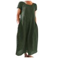 thumbnail image 1 of 2025 Robes d'Été pour Dames Confortables Amples Confortables Couleur Unie Manches Courtes Midi Robe Femme Longue Robe Grande Taille Robe Nuisette Longue Robe d'Été Longue pour Femmes Robe à Boutons devant, 1 of 8
