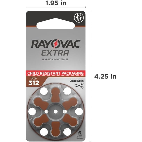 Rayovac Piles pour Appareils Auditifs Extra Type 312 Zinc Air P312 PR41 ZL3 Lot de 60
