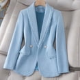 thumbnail image 2 of Manteaux en Tweed d'Élasthanne à Col Roulé Bleu Royal pour Femmes Automne Hiver à Manches Longues Travail Bureau Modestes Détente Unis Vestes Blazers Vêtements d'Extérieur Dames à Boutons 2025 Vêtements Y2K TTG, 2 of 7