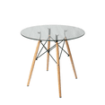 thumbnail image 1 of Aykah Eiffel Glass Dining Table For 2/4, Tempered Glass Top With Wood legs For Dining Room, Kitchen, 1 of 10