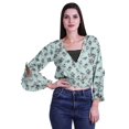 thumbnail image 1 of Moomaya Printed Womens Crop Top Wrap Style Top Wear Ruffle Long Sleeve Casual Summer Blouse, 1 of 5