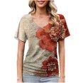 thumbnail image 2 of Weiqiqre T-Shirts à Col en V pour Femmes Chemises à Manches Courtes Blouse à Col en V Froncée Tenue de Bureau Décontractée Tuniques Basiques, 2 of 6