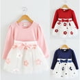 thumbnail image 2 of yoeyez Robes en Tulle pour Tout-Petites Filles Enfants Filles Printemps Manches Longues Fleur Tutu Robe de Fête pour Petite Fille Invitée de Mariage Rouge, 4-5 Ans, 2 of 6