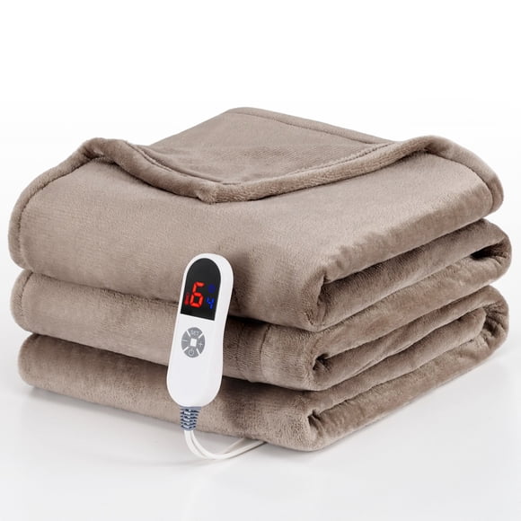 MARNUR Heated Blanket 72"x 84" Full Size, Soft Flannel Electric Blanket with 6 Heating Levels & 10-Hour Auto Off, Warm Heating Blanket for Home, ETL & FCC Certified, Machine Washable, Linen