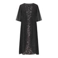 thumbnail image 4 of EGNMCR Robes d'Été Femmes Tendance 2024 Robe d'Été pour Femmes à Manches Mi-Longues Blouse + Robe Ensemble Deux Pièces Robe Longueur Genou Robe de Plage, 4 of 8