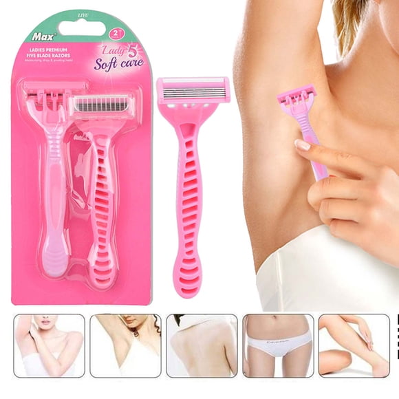 FcBaudy Razors for Men 2 Pcs Face Body Spa Shave Razors For Women Hair Removal Beauty Bikini Area Razors,Lady Manual Shaving Armpit Hair Knife Non-Slip Set For Travel Carry Plastic scraper