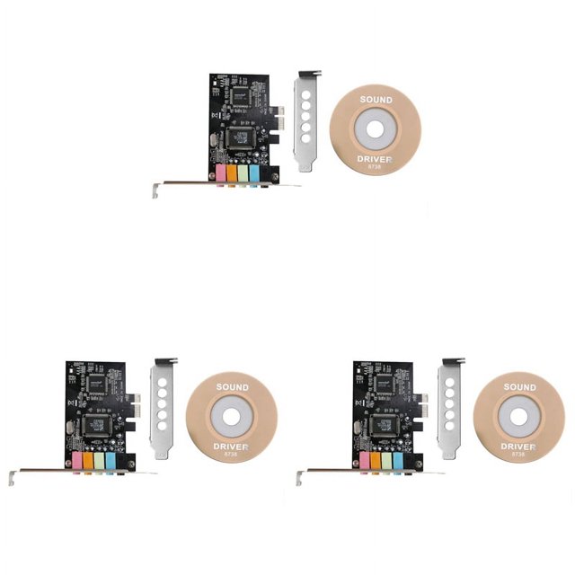 3X Carte Son PCIe 5.1, Carte Audio 3D PCI Express Surround pour PC avec Performance Sonore Directe Élevée et Support