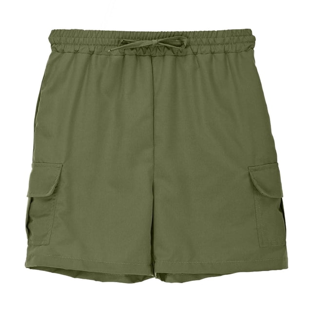 MIASHUI Shorts Cargo pour Garçons d'Été à Cordon, Taille Extensible, Pantalon de Sport avec Poche, Vert Armée, 3-4 Ans