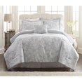 thumbnail image 1 of Benzara BM202723 Lyon Full Size Printed Reversible Comforter Set, Gray & White - 8 Piece, 1 of 1