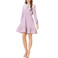 thumbnail image 1 of INSPIRE CHIC Robe Rétro pour Femme à Ourlet Volanté, Ligne A, Dentelle, Panneau, Col Peter Pan, m Rose, 1 of 6