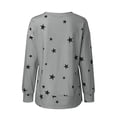thumbnail image 4 of MAWCLOS T-shirt pour Femmes à Col Rond, T-shirt à Imprimé d'Étoiles, Sport, Tenue Quotidienne, Chandail à Manches Longues, Gris, 4TG, 4 of 6