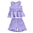 thumbnail image 2 of Girl's 2 Piece Summer Outfits Floral Print Crop Cami Top and Ruffle Shorts Clothing Set, 2 of 9
