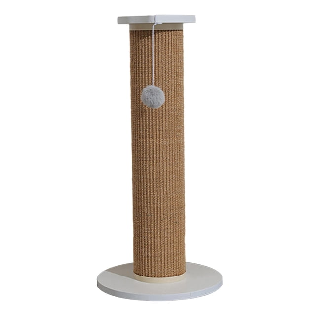 Cats Scratch Post with Interactive Ball Toy Vertical Scratcher Cat Climbing Pole White Brown 63x30cm