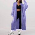 thumbnail image 2 of Comdrip Long Cardigans for Women! Long Cardigans for Women Open Front Cable Knit Cardigan Open Front Oversized Draped Sweater Outerwear Fall Cardigans for Women Light Violet M, 2 of 4