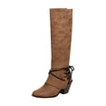 thumbnail image 2 of Bottes Longues pour Femmes Lacées à Bout Pointu Bottes de Chevalier Chaudes à Talon Haut Bottes en Cuir, 2 of 6