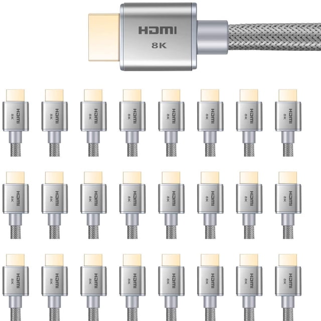 Buyer’s Point Ultra High Speed HDMI 2.1 Cable Dynamic HDR 1.8M (6ft) 8K 120Hz, 48Gbps, Dolby Vision, eARC Compatible with Apple TV, Nintendo Switch, Roku, Xbox, PS4, Projector Pack of 25 Gray