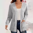 thumbnail image 2 of yoeyez Cardigan Sweaters for Women Lightweight Open Front Cardigans Plus Size Trendy Cardigan Fall Sweaters Coat with Pockets Gray,M, 2 of 7