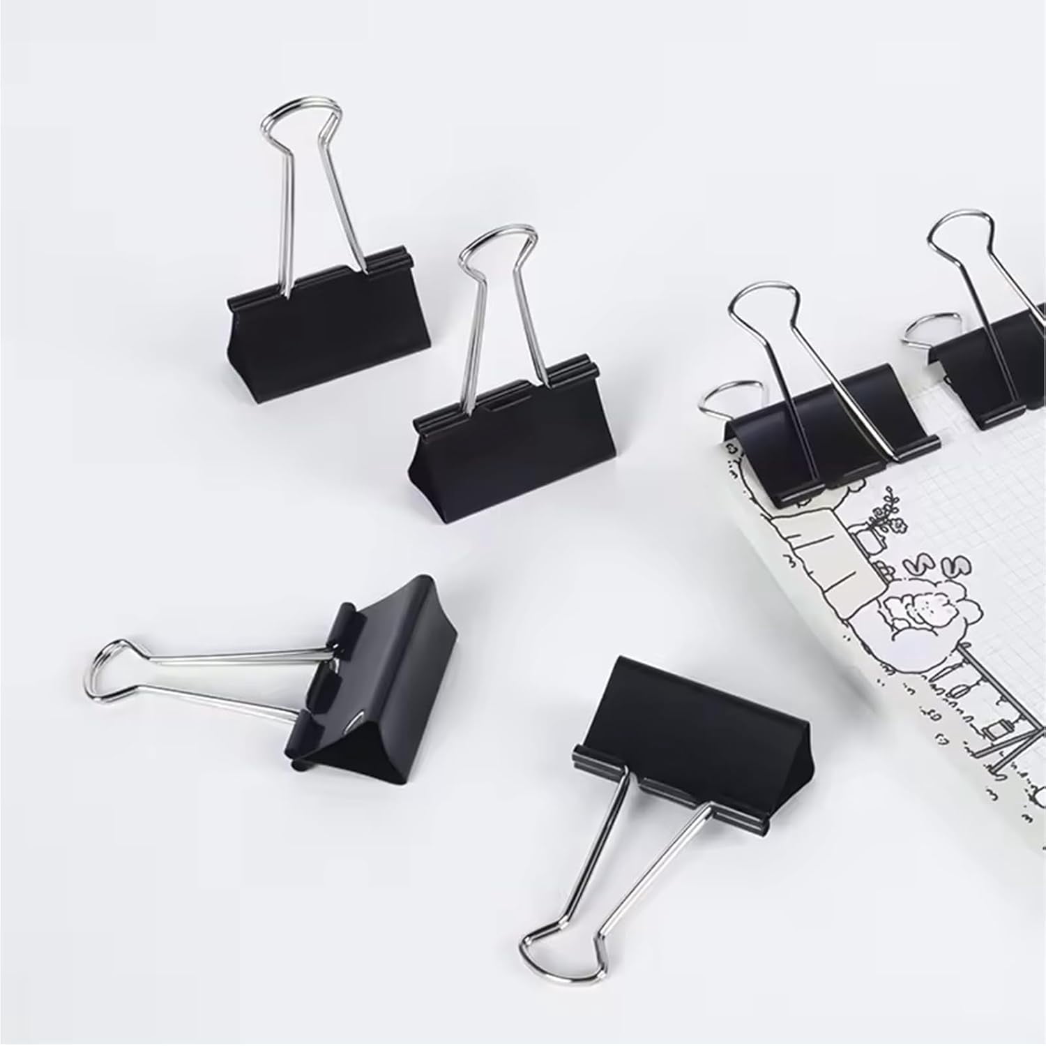 Pen+Gear Medium, 12 count 1.25 Inch/32mm Black Binder Paper Clips with Container,Big Paper Clamps for Office Supplies,