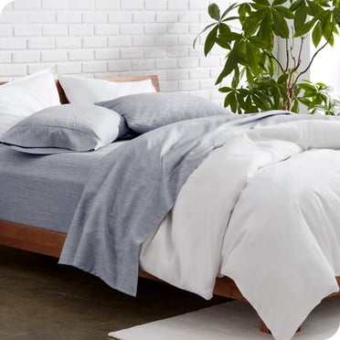 Bare Home Premium 1800 Collection 4-Piece Bed Sheet Set, Queen, Heathered Midnight Blue