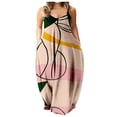 thumbnail image 1 of Robe Longue d'Été Sans Manches à Col Rond Imprimé pour Femmes Grande Taille avec Bretelles Spaghetti et Poches, 1 of 5