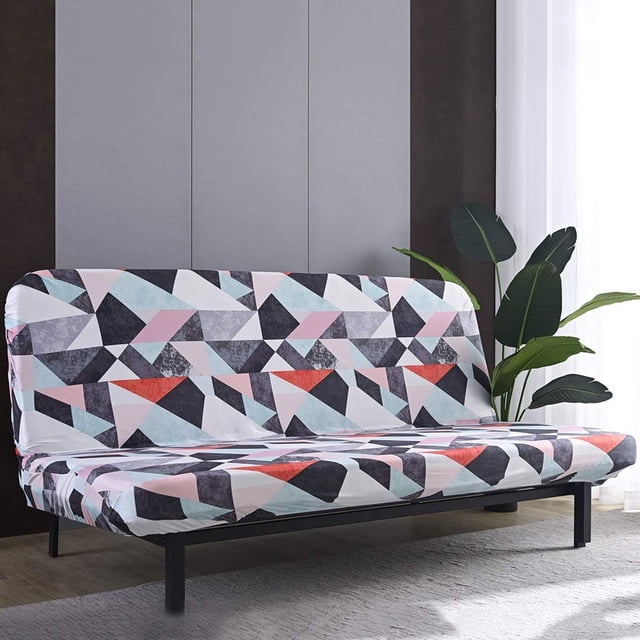 CHOK 2024 Futon Slipcover Armless Sofa Covers Stretch Sofa Bed Slipcover Protector Elastic (Light Gray Animal)