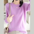 thumbnail image 5 of Duoif Chandails pour Femmes Chandails Légers Tendance pour Femmes Manches Longues Col Rond Léger Doux Tricoté Chandail Blouse Tricotée Chandails pour Femmes Hauts pour Femmes Violet P, 5 of 5