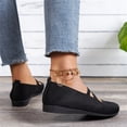 thumbnail image 4 of TOWED22 Ballerines pour Femmes, Chaussures Plates de Ballet pour Femmes en Tricot, Chaussures Habillées à Bout Rond à Enfiler, Ballerines de Marche pour Femme, Petit Talon Compensé, Confort, Souples, Noir, 4 of 5